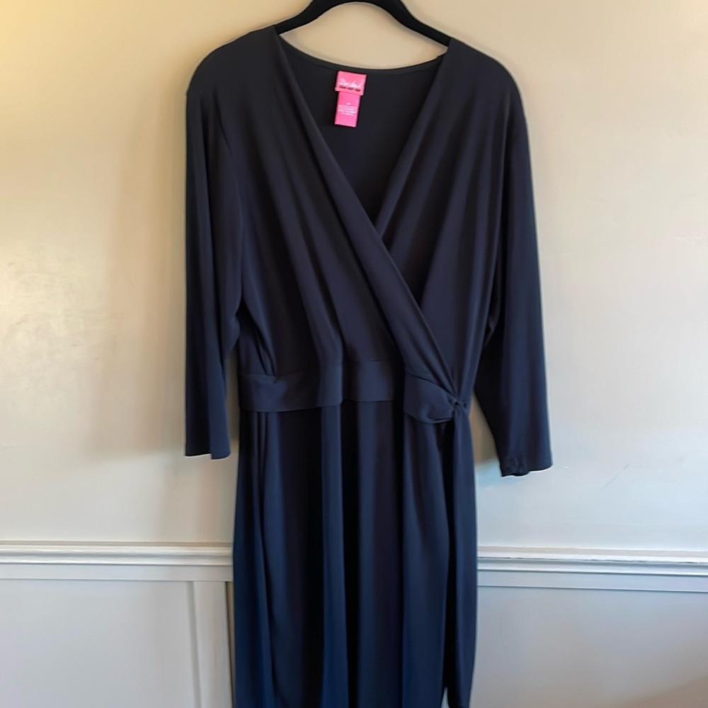 Dujour black faux wrap dress. Size medium